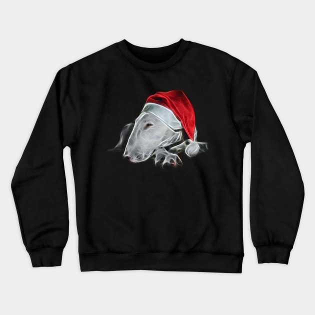 Christmas Bull Terrier Dog in Santa Claus Hat Crewneck Sweatshirt by SKornackiArt